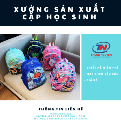 xưởng sản xuất cặp học sinh