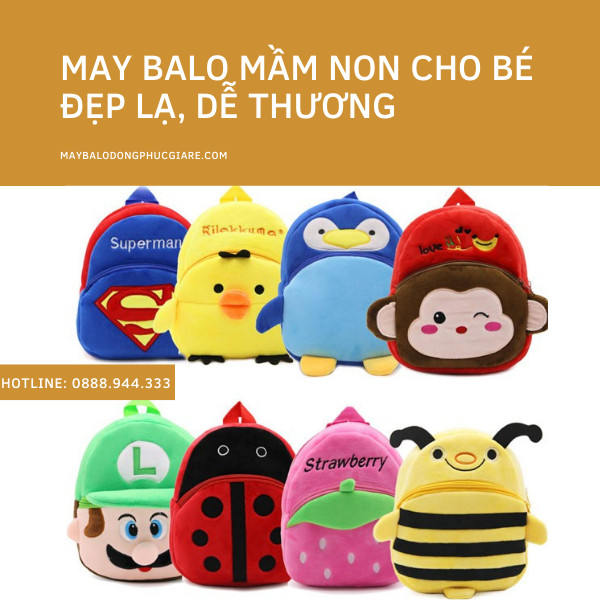 May túi xách balo vải nỉ cho bé